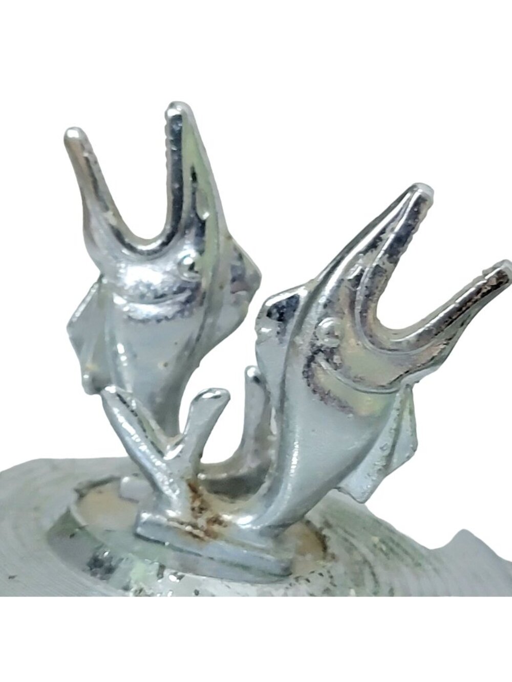 Vintage 50s Fish Tray Silver Metal Chrome Mid Century Art Deco Fishing Home